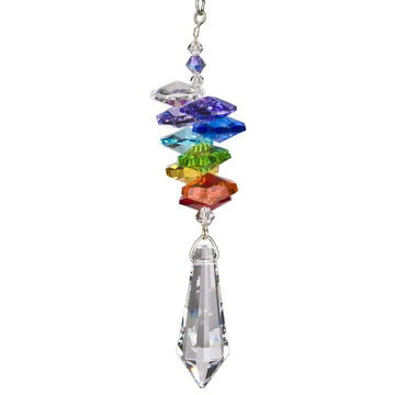 One Coast - Woodstock Chimes Decor Rainbow - Icicle Crystal Cascades- Moonlight Blue & Rainbow Sun Catchers Rainbowmakers